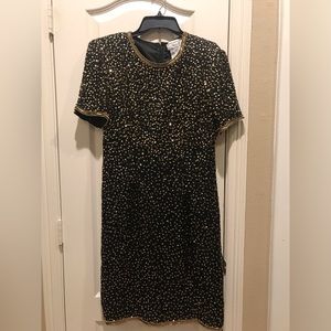 Papell Boutique Black Gold Sequin/Beaded Cocktail Dress Vtg circa1980s Trophy